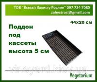 Поддон для рассады 44х20 см под кассеты 18, 36 и 50 ячеек глубина 5 см, крышки 5-7 см Вегетариум